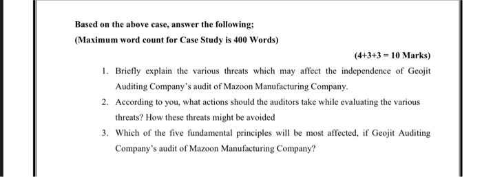 awarded a contract to audit the financial reports of Mazoon Manufacturing Company