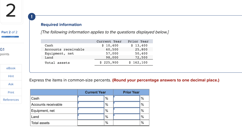 the following items. (Decreases should be entered with a minus sign. Round