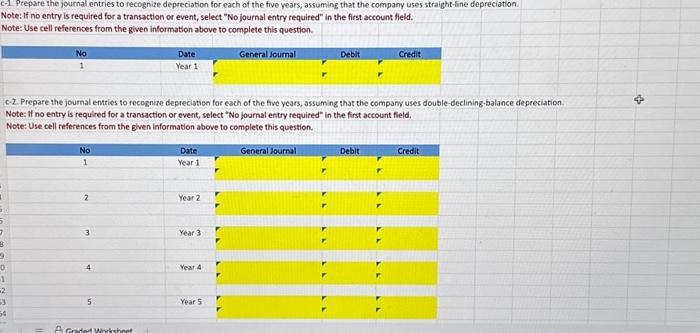 under straighe-line and double-declining-batance methods in a horizontal statements model. Note: Use