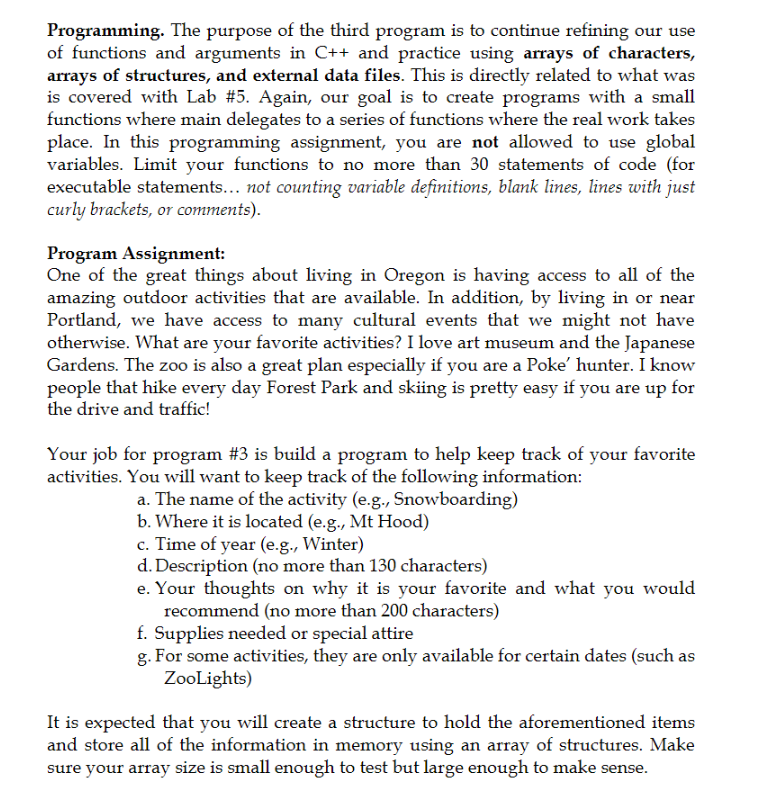  Programming. The purpose of the third program is to continue refining