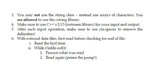 of characters, arrays of structures, and external data files. This is directly