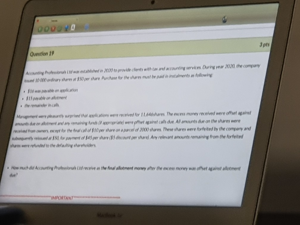  OBOY 3pts Question 19 Acent Posts Lid was established in 2020