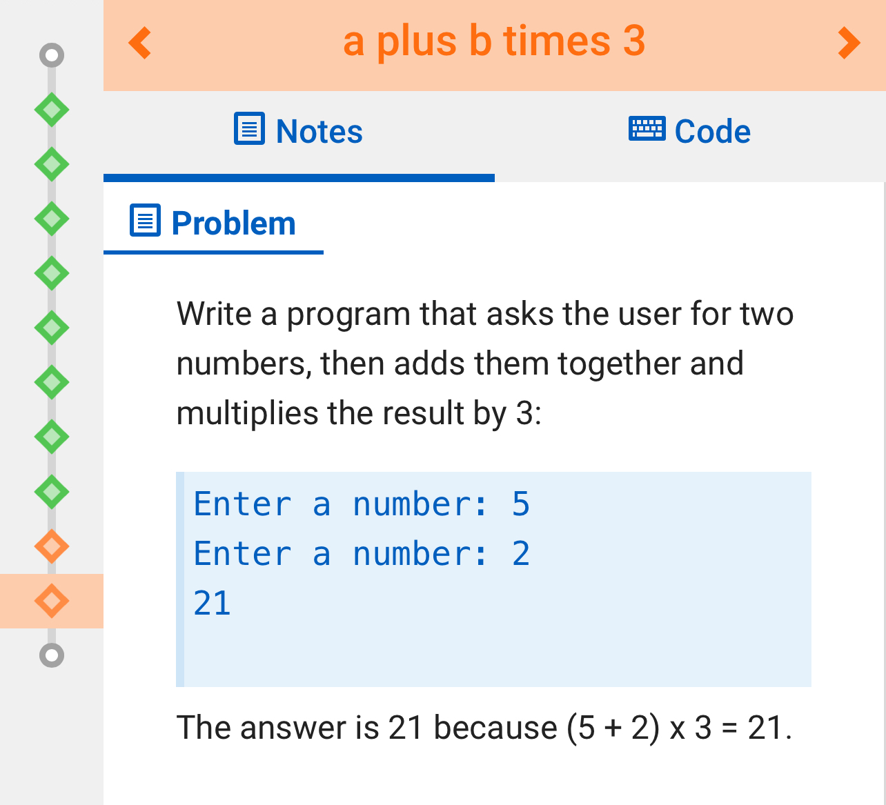  a plus b times 3 Notes Code Problem Write a program
