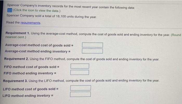 and ending inventory for the year. 2. Using the FIFO method, compute