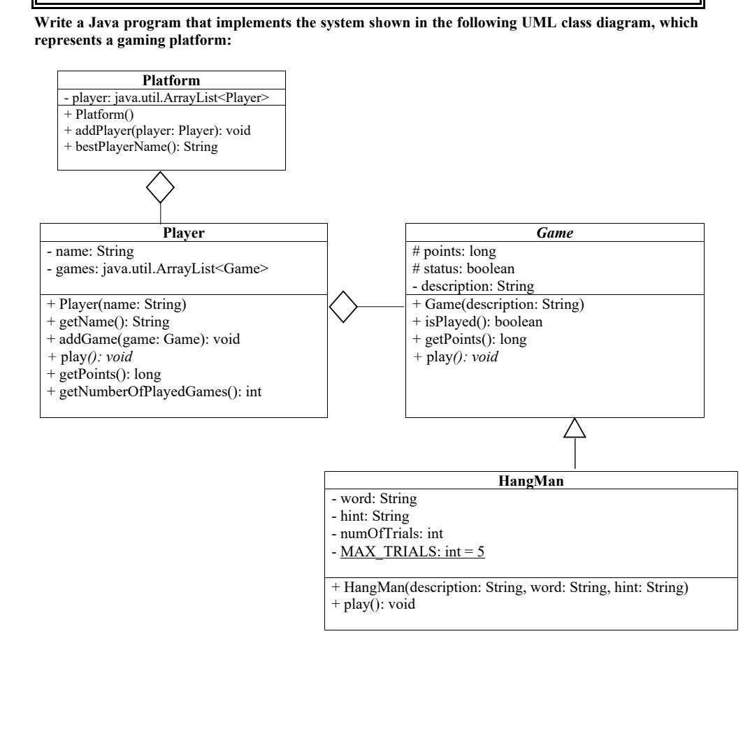  Use java, don't get old solutions from Chegg pls, thanks in