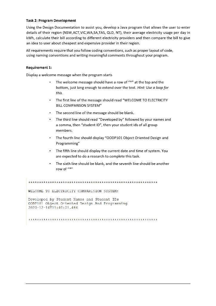 small application which will allow an electricity user to compare the cost