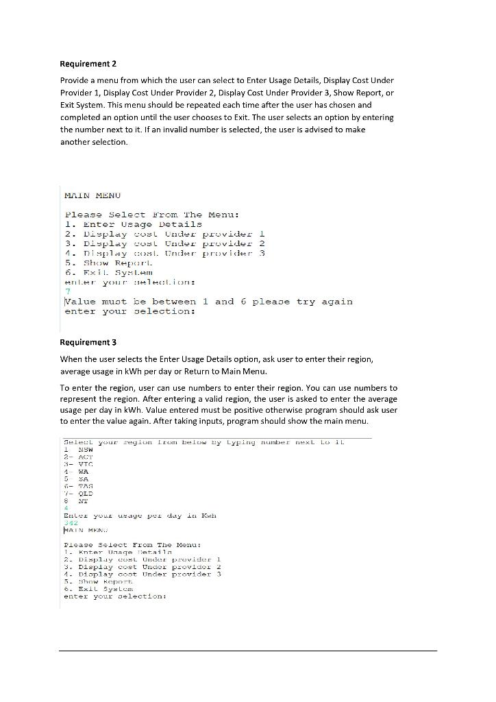 of their electricity usage in under plans from three different electricity providers