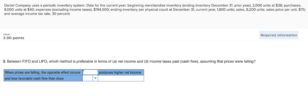 Daniel Company uses a periodic inventory system. Data for the current