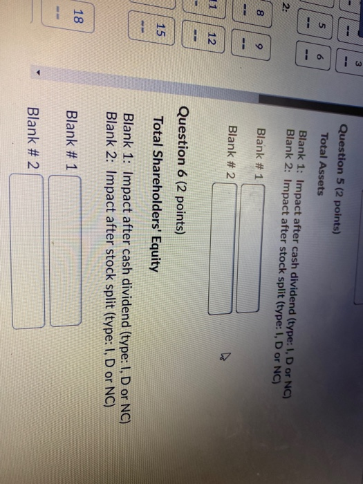 Impact after cash dividend (type: I, D or NC) Blank 2: Impact