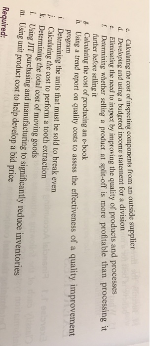 actions associated with a cost management information system a. Eliminating a non-value-added