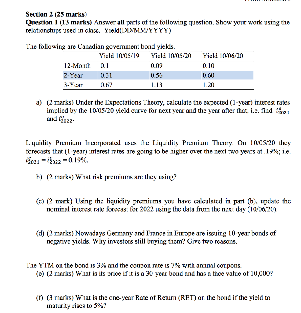  Section 2 (25 marks) Question 1 (13 marks) Answer all parts