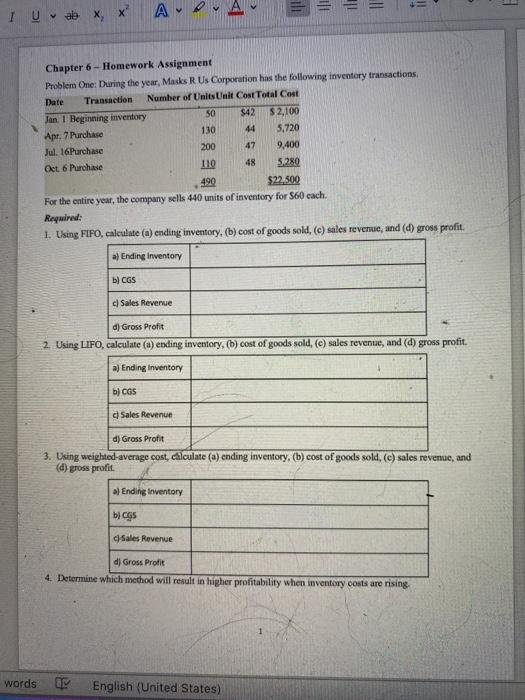  : I UX = Chapter 6 - Homework Assignment Problem One: