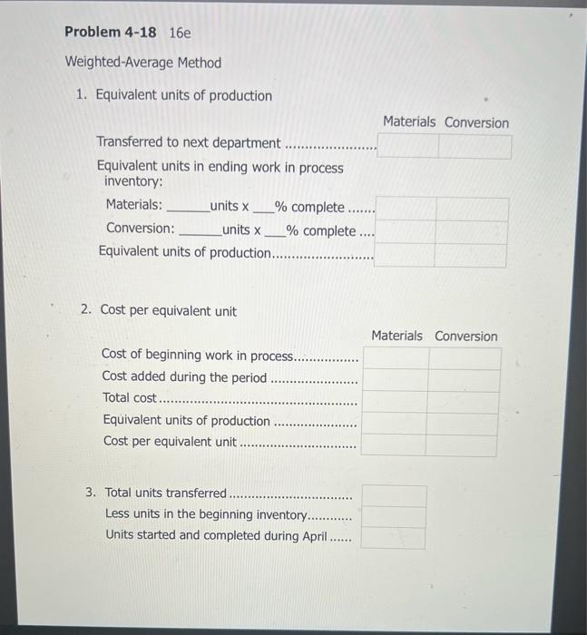materials and conversion for April? 2. What were the Mixing Department's cost