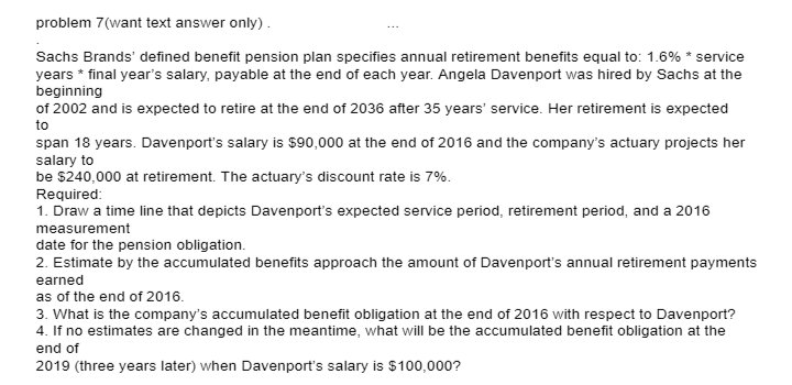  to problem 7(want text answer only). Sachs Brands' defined benefit pension