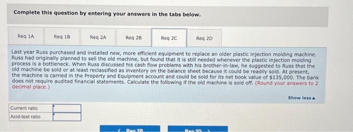 by his business. However. Russ now faces a cash crisis. In the