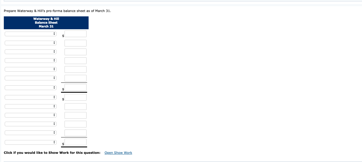 compile the pro-forma financial statements for the first quarter. The company's balance