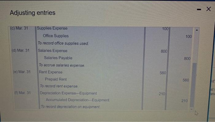 unadyuted balances on the farst line of each account Use a "Mat.