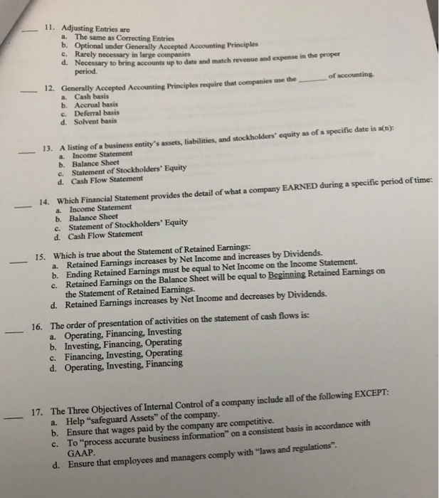  Adjusting Entries are The same as Correcting Entries b. Optional under