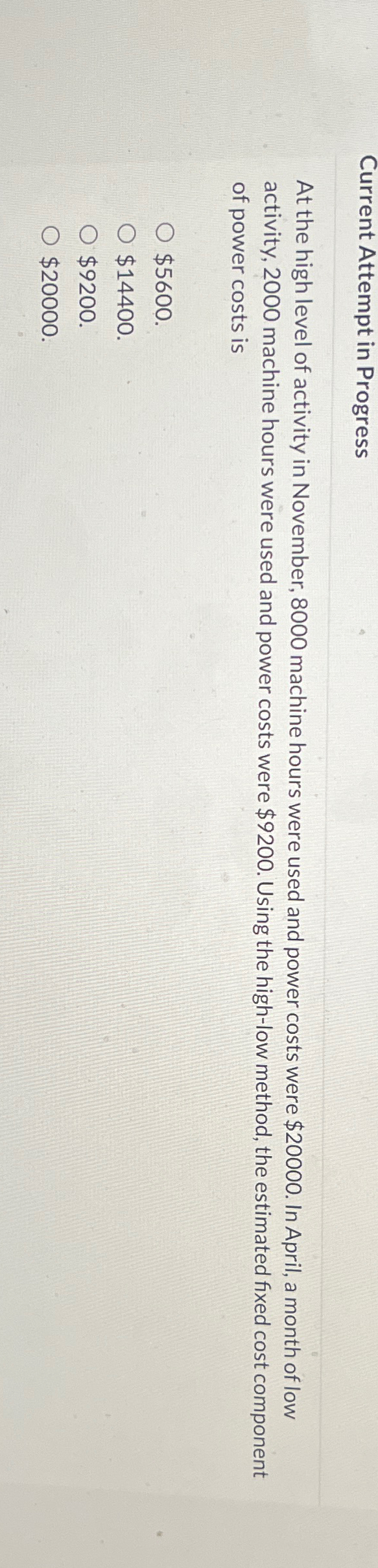  Current Attempt in Progress At the high level of activity in