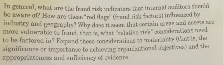 This is an internal audit question In general, what are the fraud