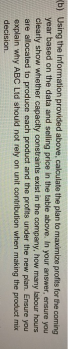 are non-customised products. ABC Ltd made a 540,000 profit last year and