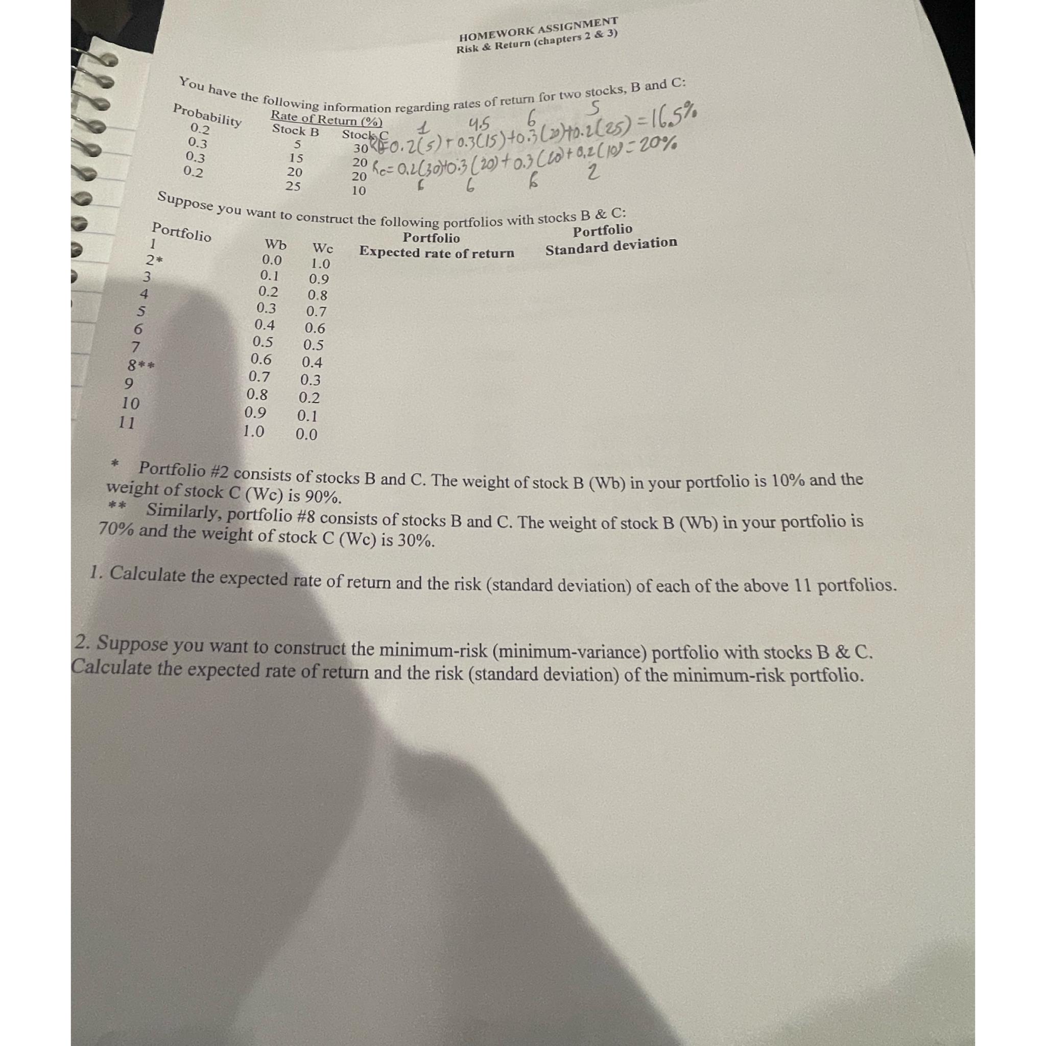  HOMEWORK ASSIGNMENT\ \\\\infty \ Risk & Return (chapters 2 & 3)\