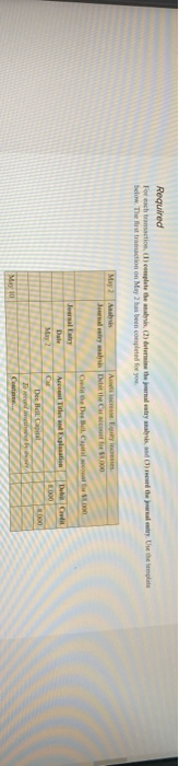  Required For each transaction complete the wais (2) determine the rest