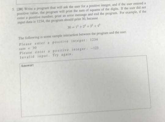  THIS IS A PYTHON QUESTION 5.20 Write a program that will
