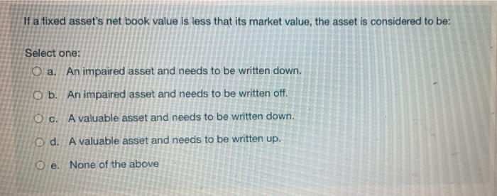  If a fixed asset's net book value is less that its