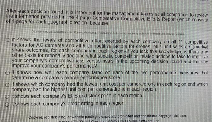  After each decision round, it is important for the management teams