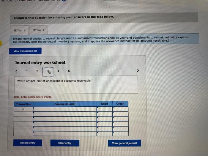 P3 Liang Company began operations in Year 1. During its first two