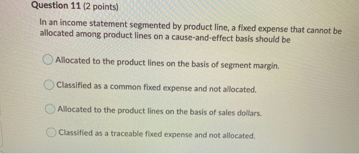 sales for a company to breakeven equals the segment's fixed expenses divided