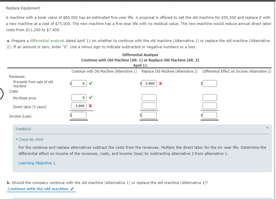  Replace Equipment A machine with a book value of $80,000 has