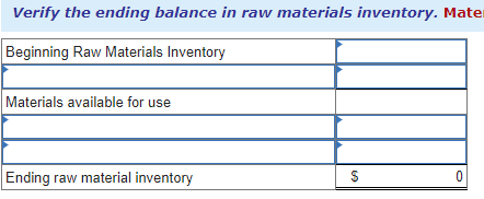 & & \\ \hline Total cost of work in process & &