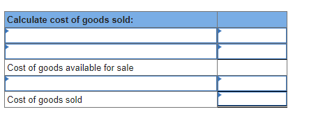 goods available for sale & \\ \hline & \\ \hline Cost of