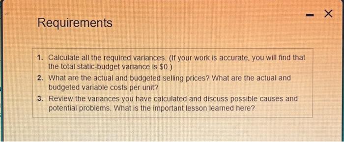 calculations on the company's vanance analysis calculations for the year ended December