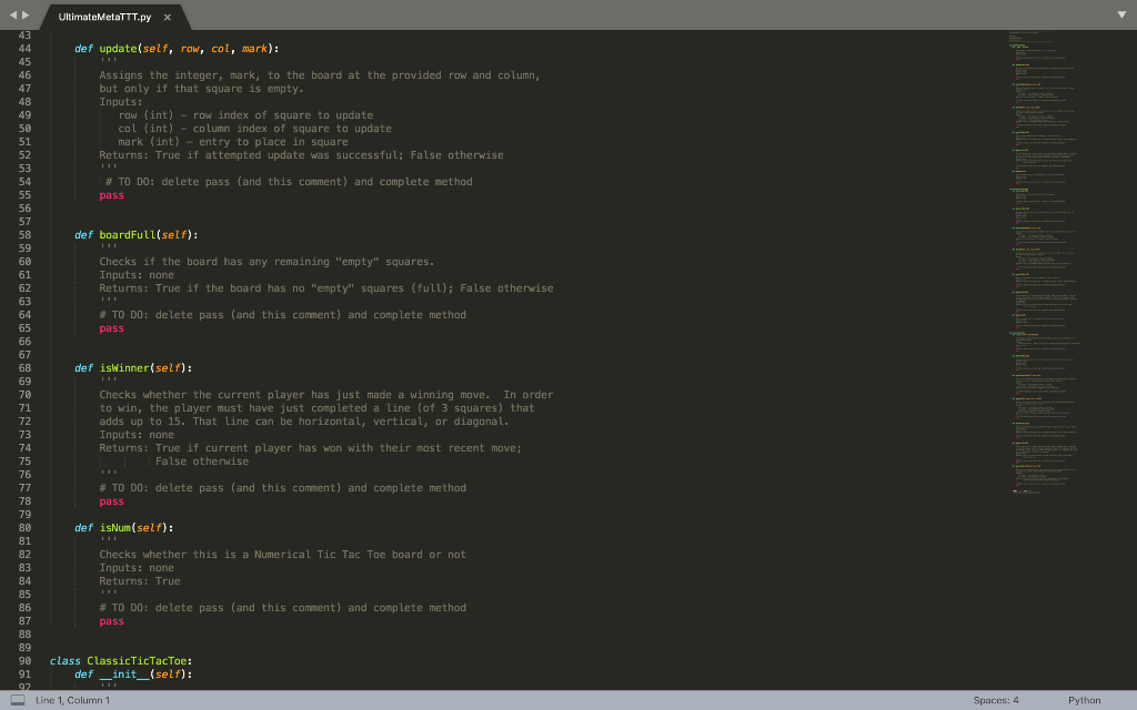 game starts with Player 1 choosing any local board from the global