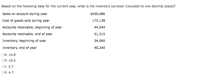 Based on the following data for the current year, what is