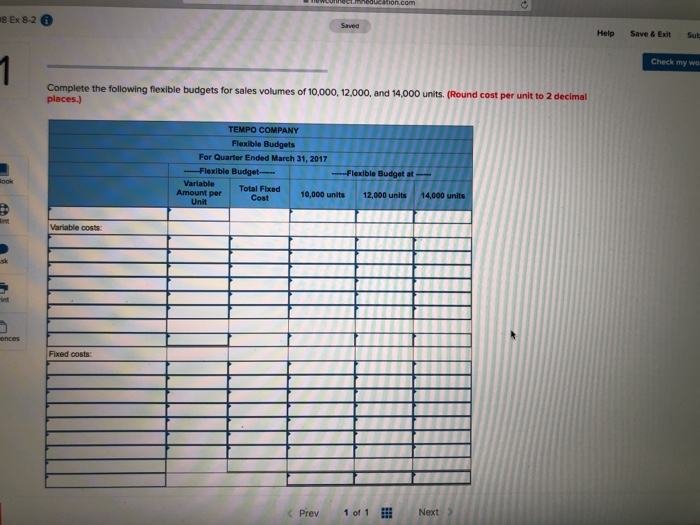 fixed budget (based on sales of 12,000 units) for the first quarter