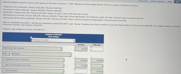 January February Beginning Cash Balance $154000 87000 TAdd! Receipts Collections from Customers