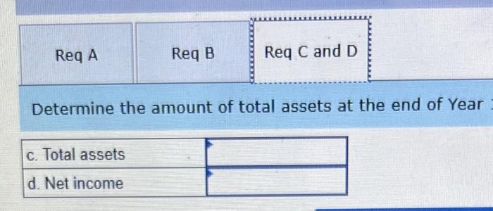account: c. & d. Determine the amount of total assets at the