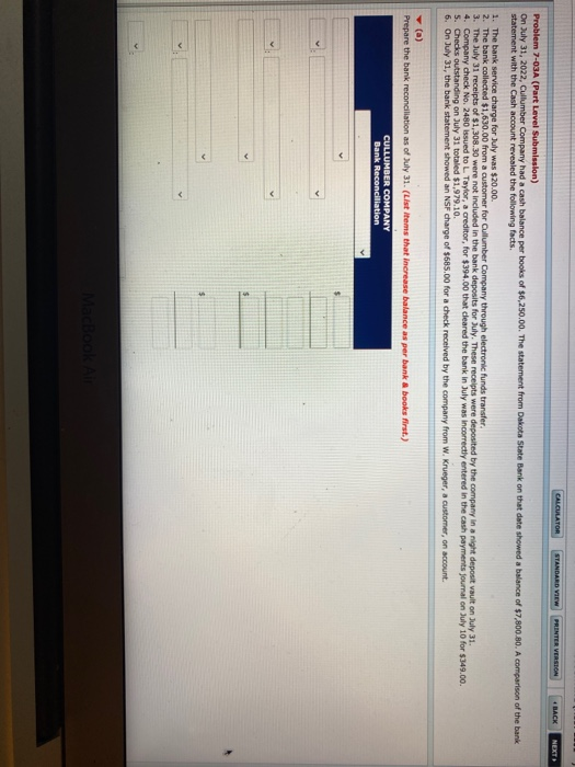  CALCULATOR STANDARD VIEW PRINTER VERSION BACK NEXT Problem 7-03A (Part Level