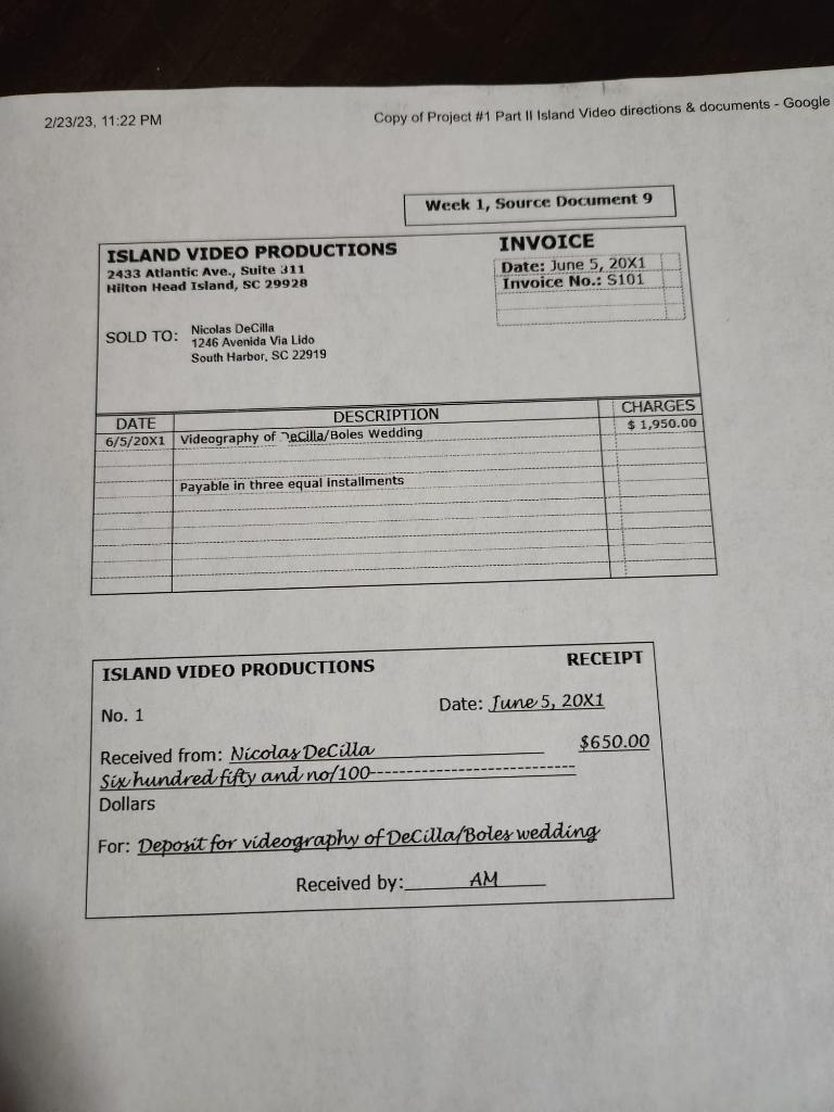 in the T-account for Cash. General journal entries for 1 weeks. T-account