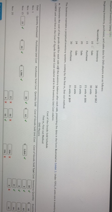  Perpetual Inventory Using FIFO Beginning inventory, purchases, and sales data for