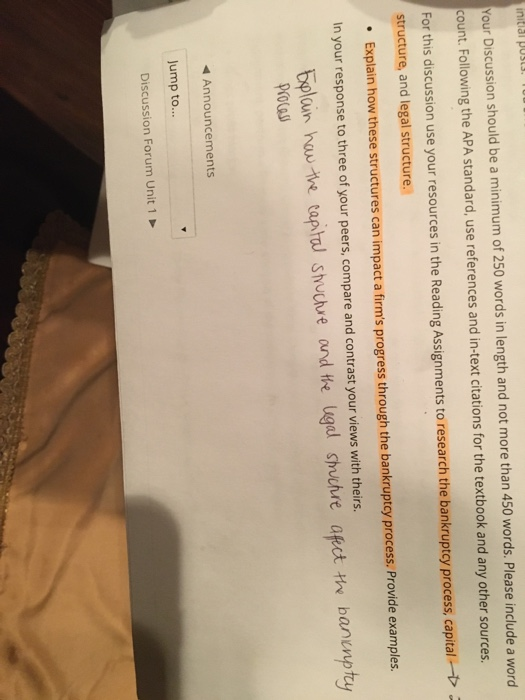  initial posts Your Discussion should be a minimum of 250 words