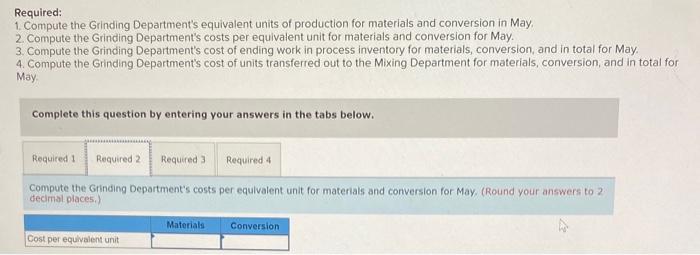through three processing departments-Grinding. Mixing . and Cooking. All raw materials are