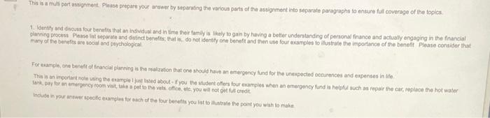  the is a mun part assignment. Plesse prepare your answer by