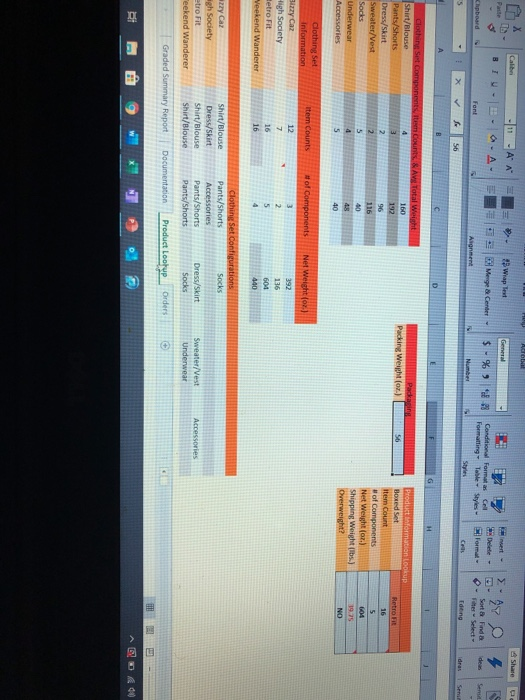 VLOOKUP function to display the number of items in the selected clothing