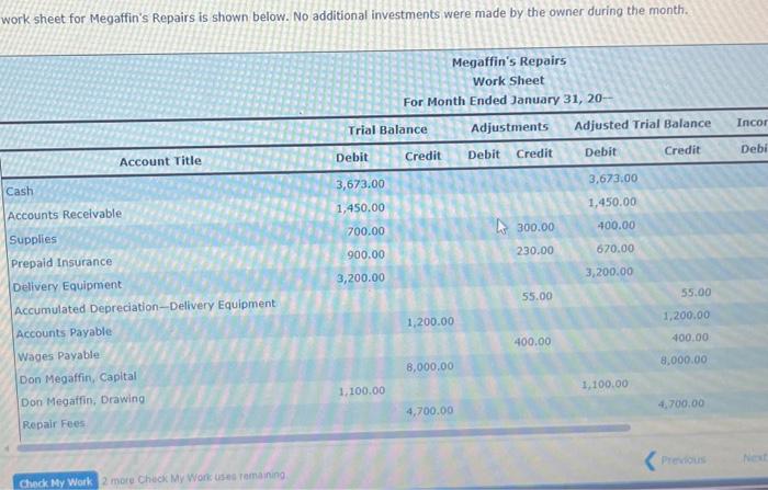 Total current liabilities Owner's Equity. Total liabilities and owner's equity 3