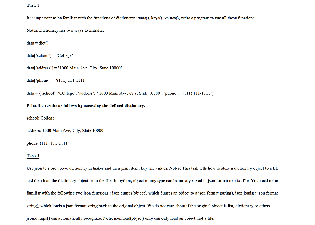 Python Task 1 It is important to be familiar with the functions
